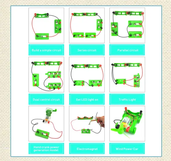 Electric circuit learning kit for kids - Interactive science experiment for STEM education.