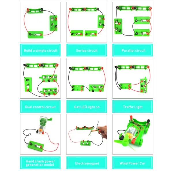 Electric circuit learning kit for kids - Interactive science experiment for STEM education.