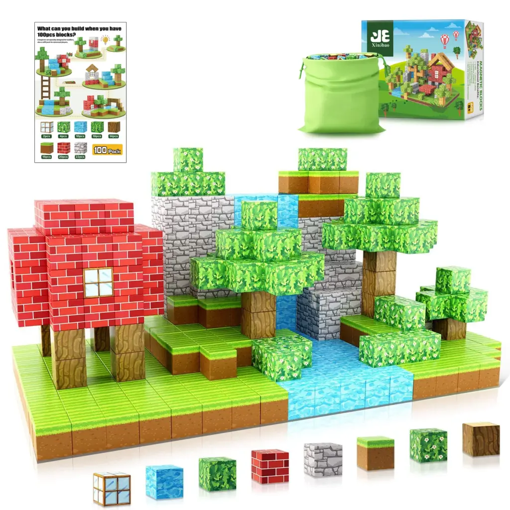 100-Piece Magnetic Building Blocks – STEM Construction Toy for Kids