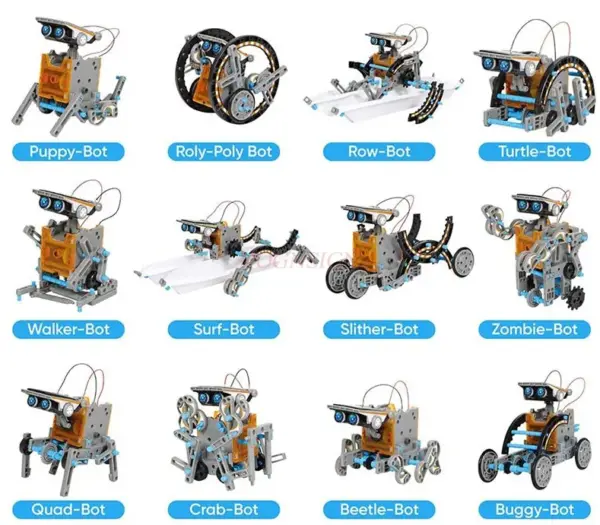 12-in-1 solar-powered robot kit for kids - Hands-on STEM learning with engineering and robotics.