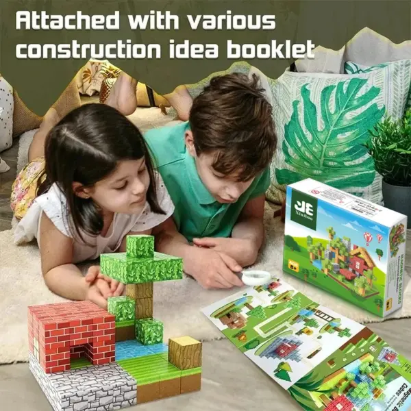 Colorful magnetic building blocks set for kids - STEM educational toy for creativity and engineering skills.